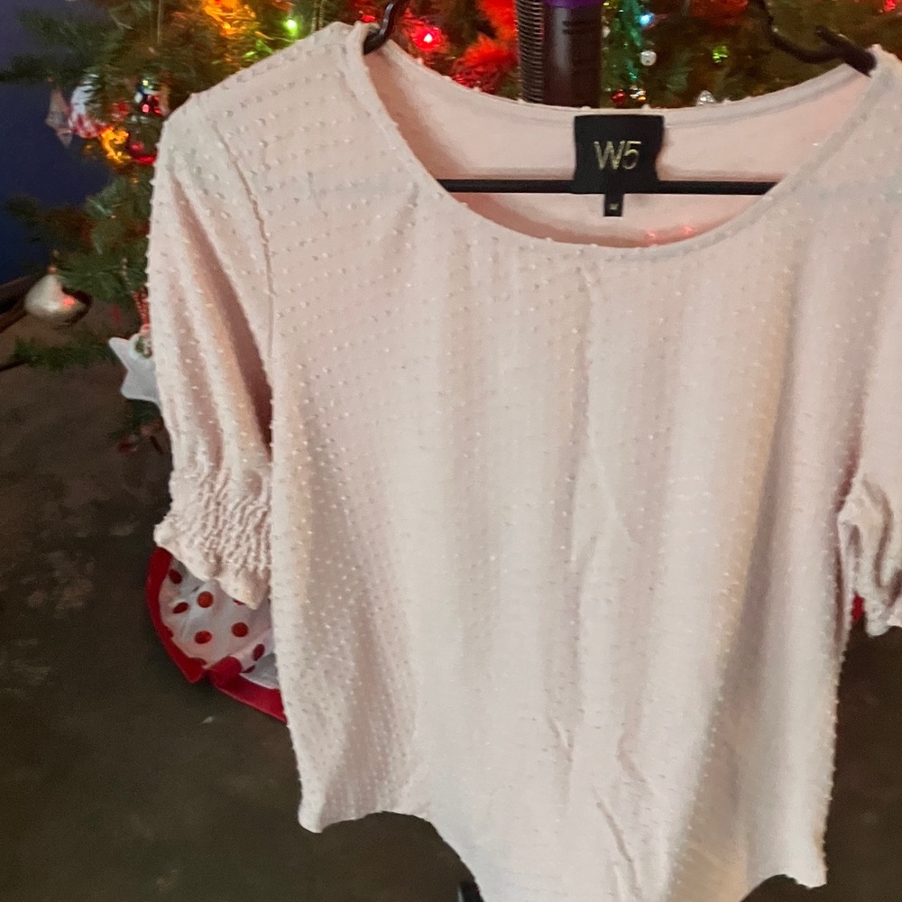 W5 Women's Light Pink Textured Blouse